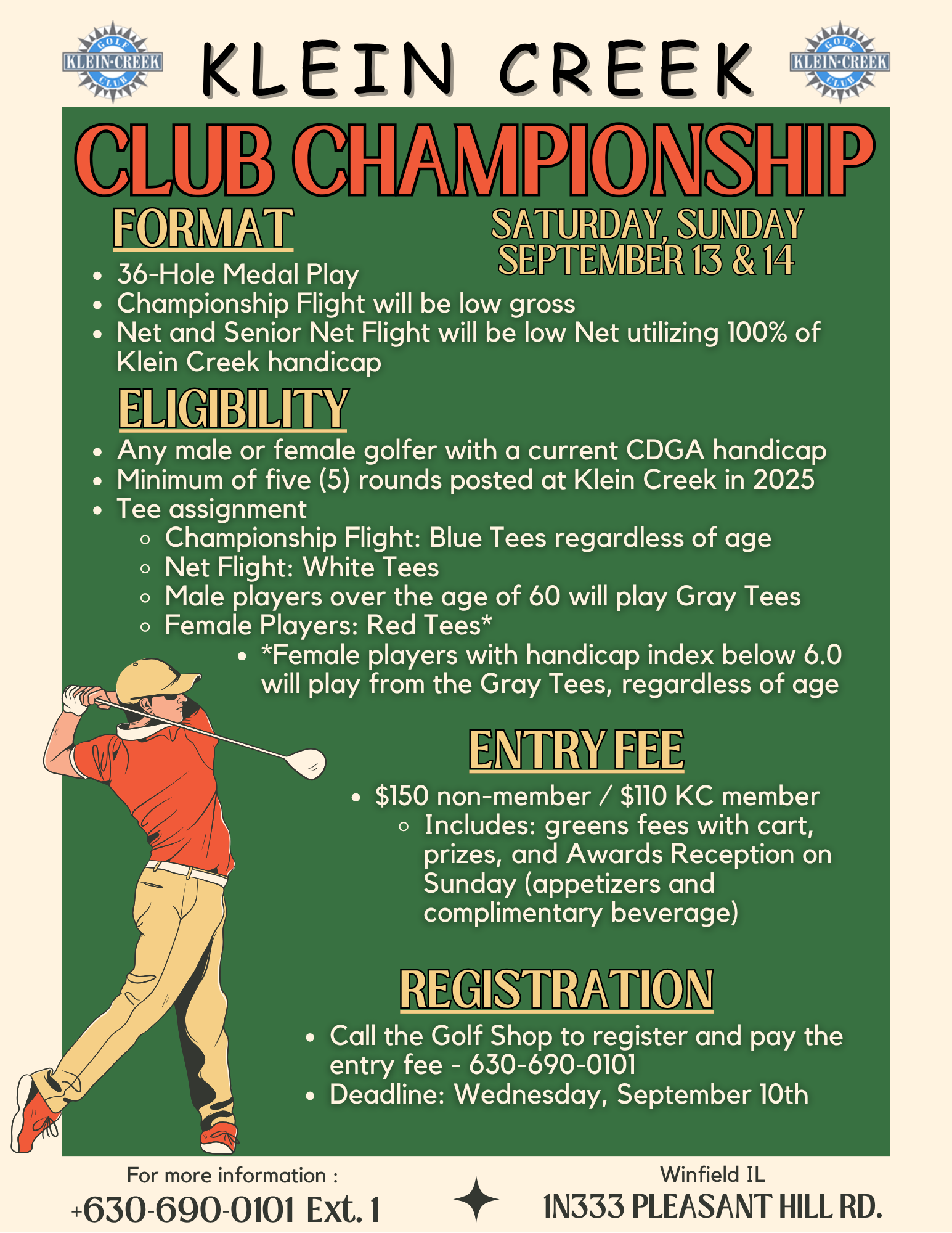 Retro Beige and Green Golf Course Flyer 1